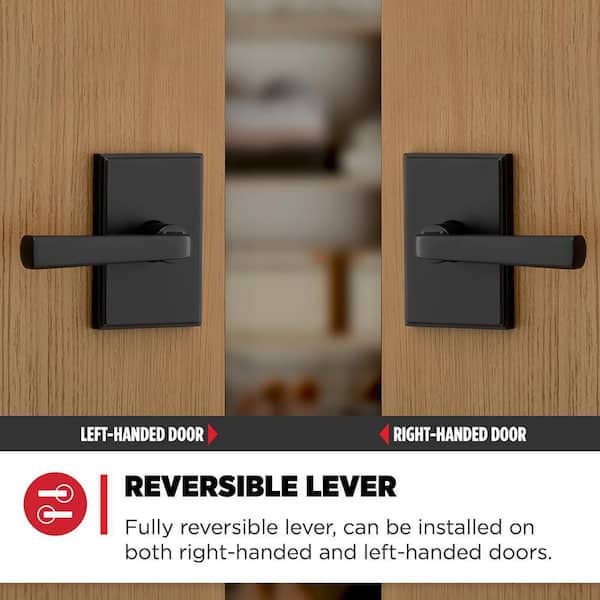 Kwikset Trafford Matte Black Rectangle Hall/Closet Door Handle
