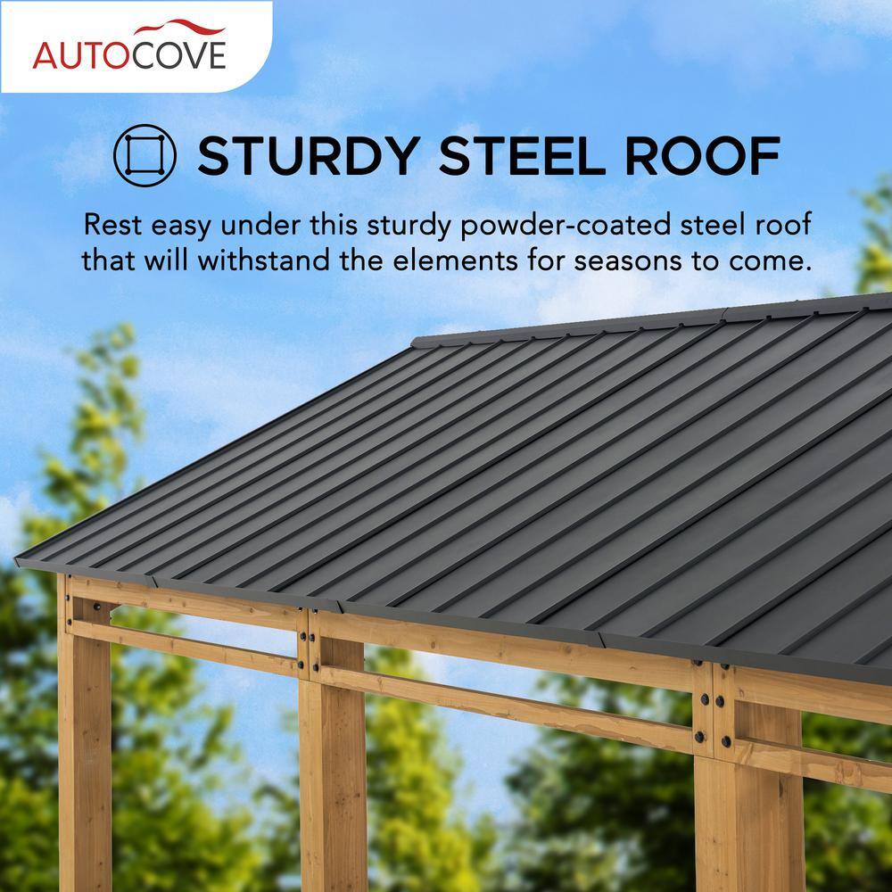 Large Cedar Wood Carport with Black Metal Roof