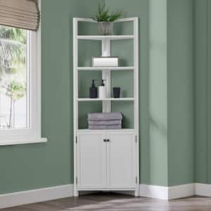 Dover 25 in. W x 18 in. D x 68 in. H Free-Standing Linen Cabinet with 2 Doors and Open Shelving in White