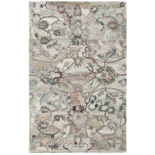 SAFAVIEH Anatolia Sage/Beige 2 ft. x 4 ft. Traditional Garden Area Rug