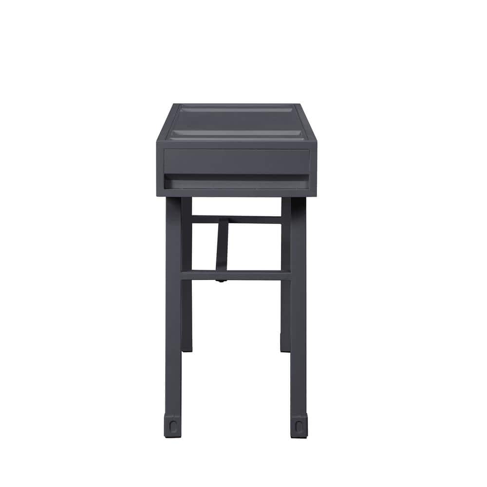 Gunmetal Industrial Metal Cargo Vanity Desk with Drawer
