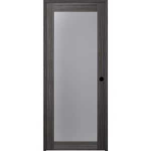 Paola 28 in. x 80 in. Left-Handed 1-Lite Frosted Glass Solid Core Gray Oak Wood Single Prehung Interior Door
