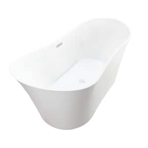 Calais 66.5 in. x 31 in. Acrylic Freestanding Soaking Bathtub with Center Drain in Pure White