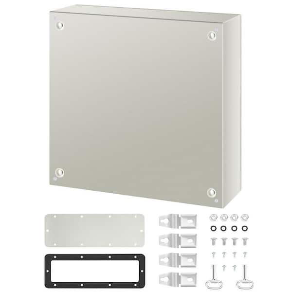 Steel Case, 24 x 24 x 8 in. NEMA 4X Metal Electric Enclosure, IP66 Water and Dust Resistant, Comes with Mounting Plate