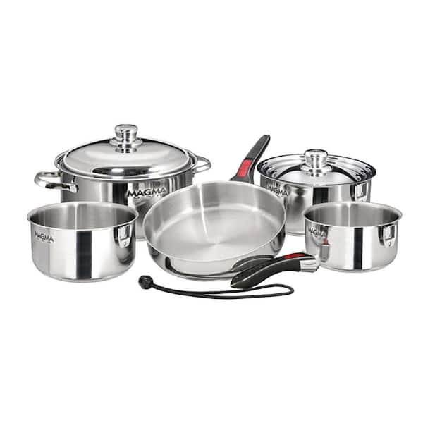 Magma Professional Series 10-Piece Induction Compatible Nesting Cookware Set in Stainless Steel
