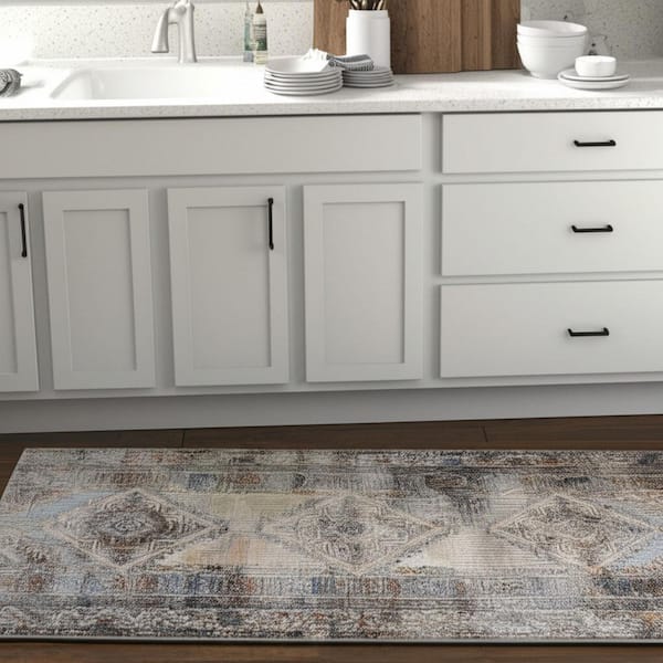 Blue 2 x 8 ft. Loomed Abstract Runner Indoor Area Rug