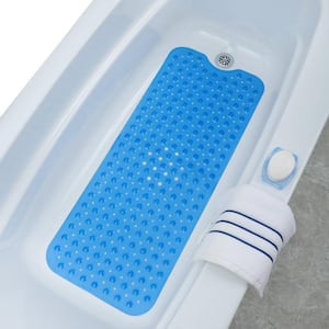 16 in. x 39 in. Extra Long Bath Mat in Translucent Blue