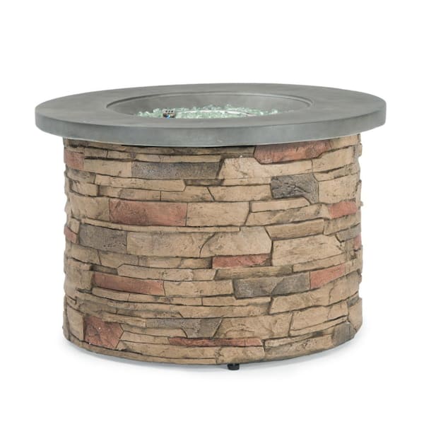 round stone propane fire pit table