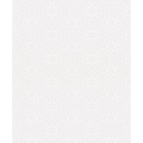 Unbranded Metallic White Openwork Flower Vinyl on Non-Woven Non-Pasted Wallpaper Roll