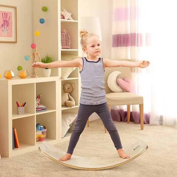 15.5 in. Wider Rocker Board Toy 660 lbs. Wooden Wobble Balance Board Kids Adult