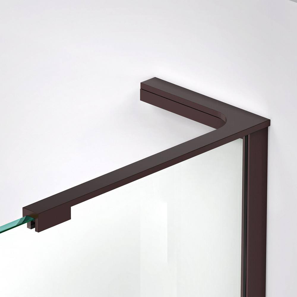Unidoor-X 68" Black Frameless Hinged Shower Door with Clear Glass