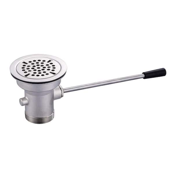 3-1/2 in. Commercial Sink Drain Valve with Lever Handle and Overflow Outlet