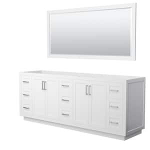 Miranda 83.25 in. W x 21.75 in. D x 33 in. H Double Sink Bath Vanity Cabinet without Top in White with 70 in. Mirror