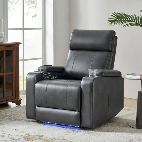 JAYDEN CREATION Ester Grey Modern 35.5 in Wide Power Recliner with Charging Ports