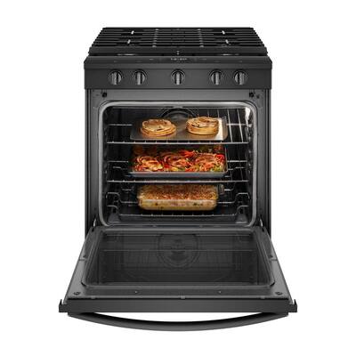 5.8 cu. ft. Smart Slide-In Gas Range with EZ-2-LIFT Hinged Cast-Iron Grates in Black