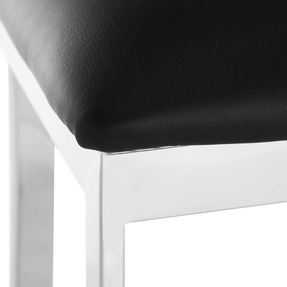 Elegant 39'' Black Leather & Chrome Stainless Steel Bar Stool