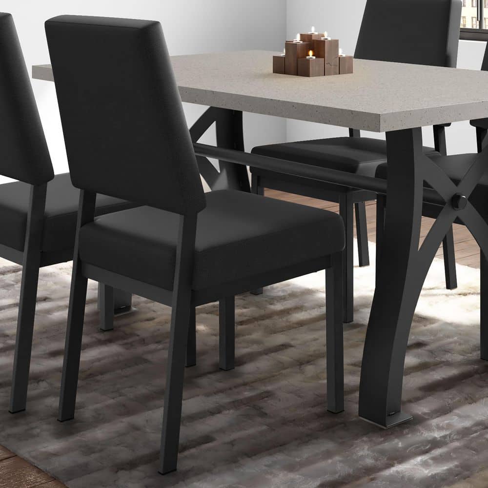 Amisco Avery Black Faux Leather / Black Metal Upholstered Dining Chair ...