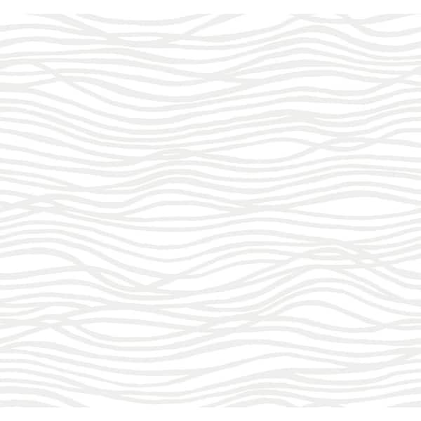 A-Street Prints Galyn White Pearlescent Wave Textured Paper Non-Pasted Wallpaper