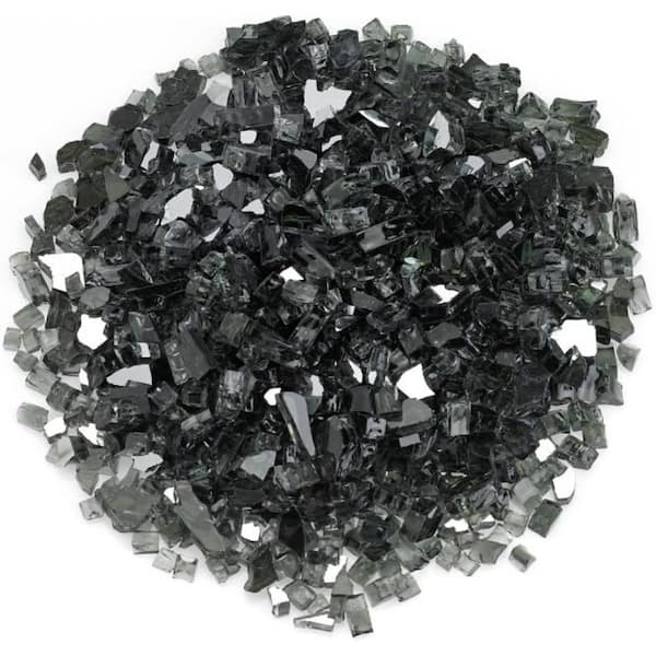 American Fire Glass 1/2 in. Black Reflective Fire Glass 10 lbs. Bag