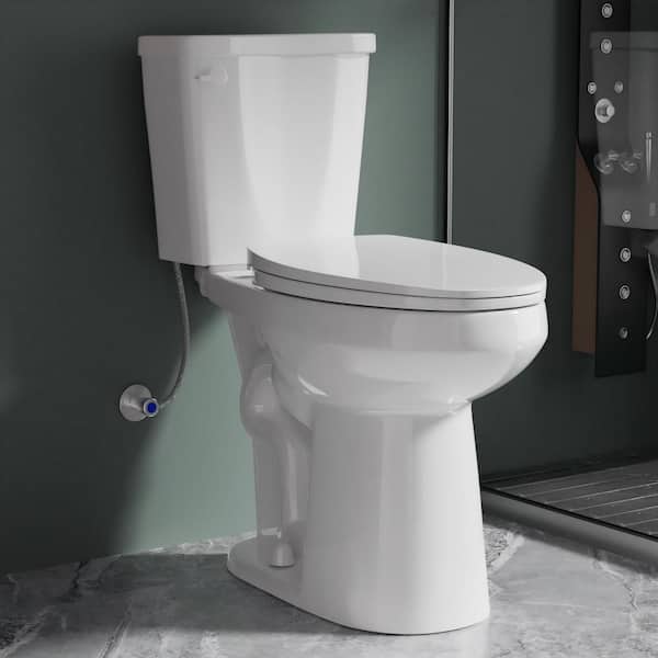 Vomlor White 21 in Extra Tall Elongated Toilet 1.28 GPF Single Flush 2-Piece with Soft Close Seat for Easy Access