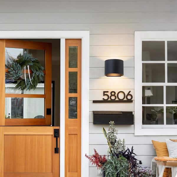 Emily 5.8 in. 2-Light Black LED Outdoor Wall Sconce