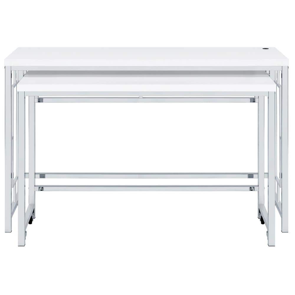 Modern Chrome and White 4-Piece Counter Height Dining Set