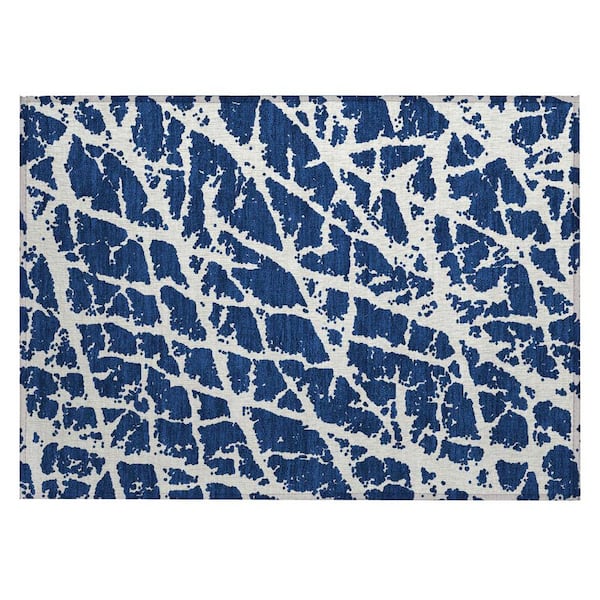 HomeRoots Blue and White 2 ft. x 3 ft. Abstract Indoor/Outdoor Area Rug ...