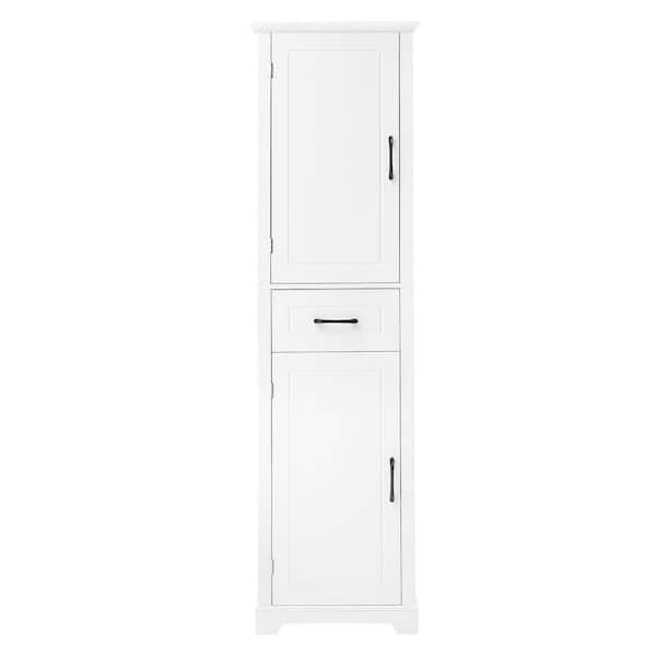 11.8 in. W x 20 in. D x 72.5 in. H White Freestanding Storage Linen Cabinet with Door Shelve and Drawer