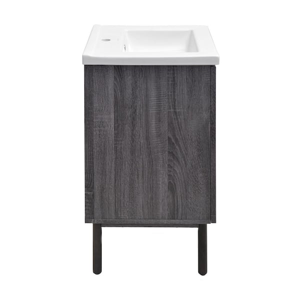 Swiss Madison Classe 18 in. W x 17.87 in. D x 33.12 in. H Bathroom Vanity in Black with Glossy White Ceramic Top