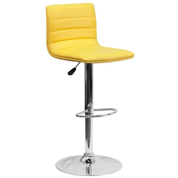 Flash Furniture Adjustable Height Yellow Cushioned Bar Stool
