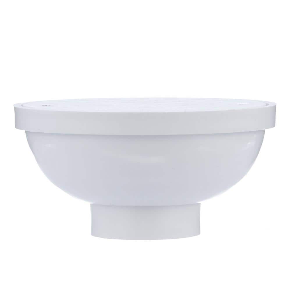 White Round Plastic Floor Drain with Strainer