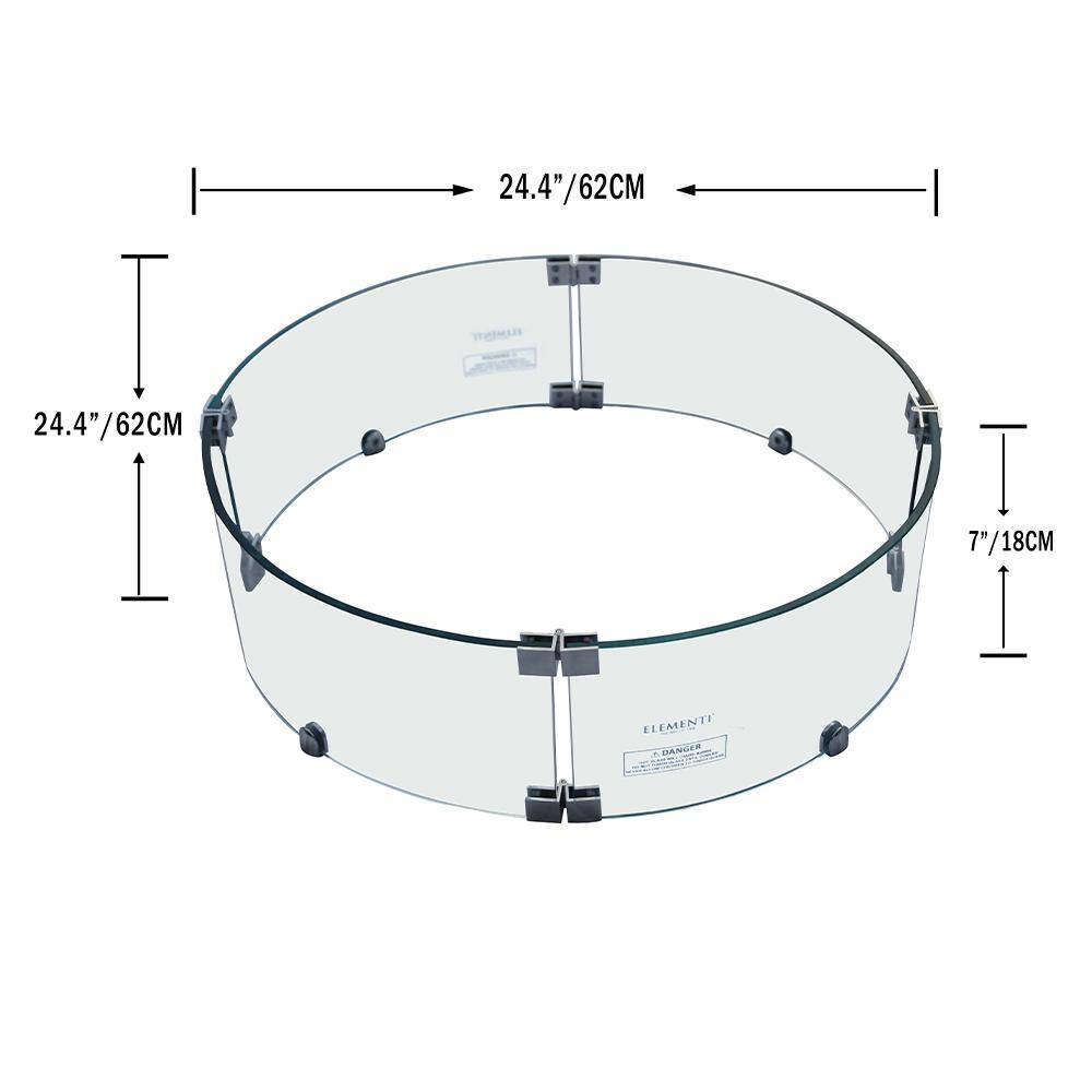 Columbia Round Tempered Glass Fire Pit Wind Screen