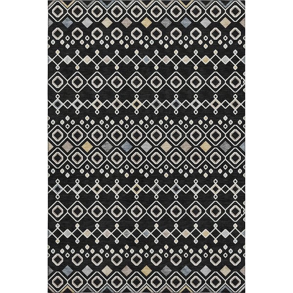 Addison Rugs Mayfield Premium Machine Washable Abstract AMF938 Black 10 ft. x 14 ft. Area Rug