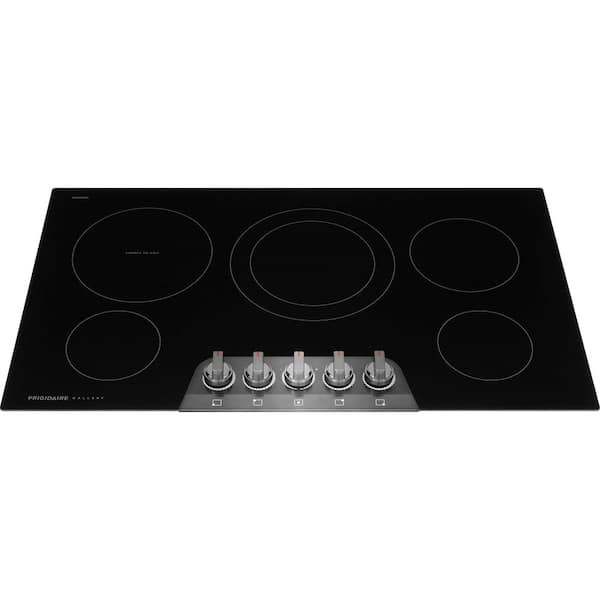 36 in. 5 Elements Electric Cooktop in Black Stainless Steel with 2-in-1 Dual Element