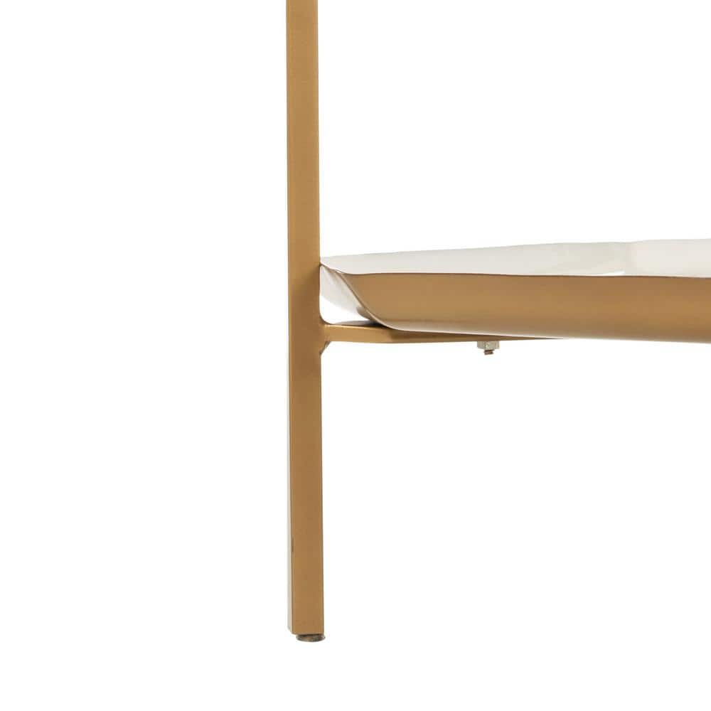 Contemporary White and Brass 5-Tier Etagere Bookshelf