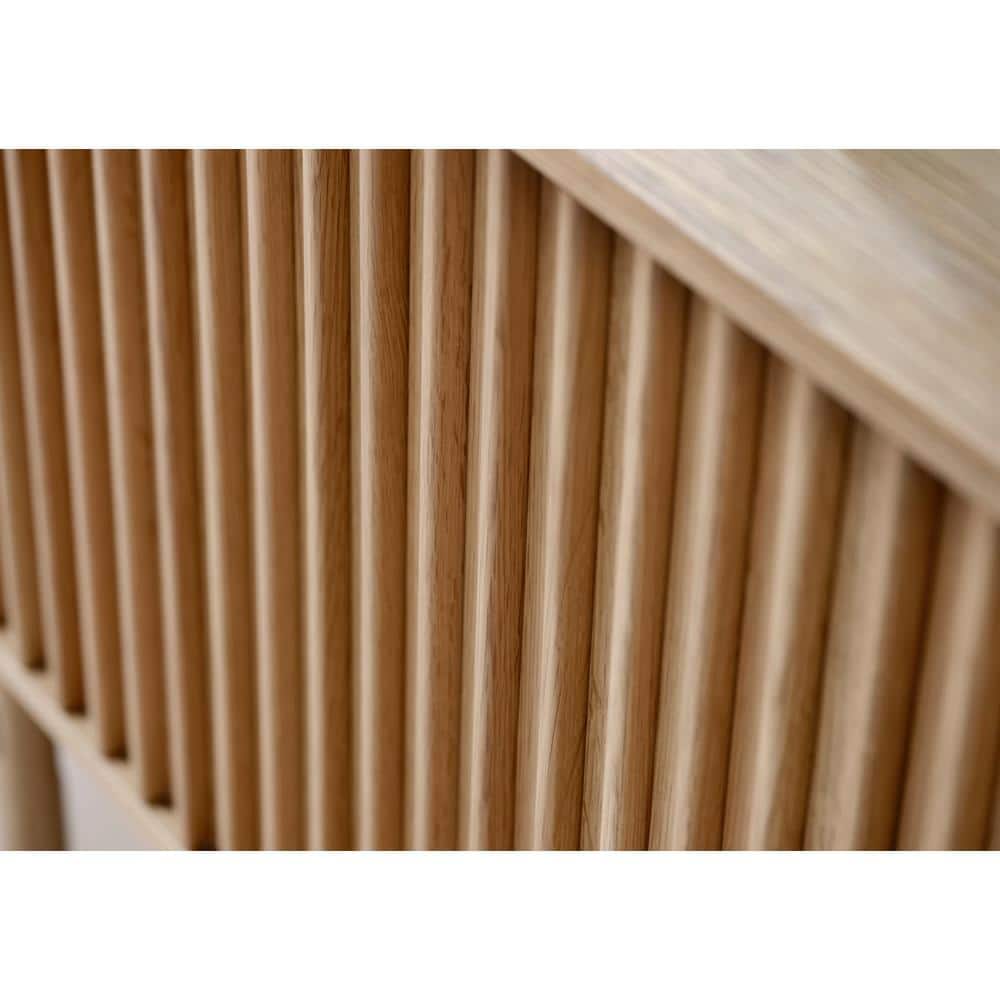 Natural Oak Mid-Century Modern Sliding Door Sideboard 63"W