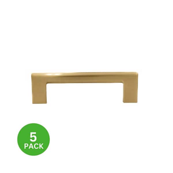 5-Pack Vail 4 in. (102 mm) Center-to-Center Modern Satin Brass Bar Drawer Pull