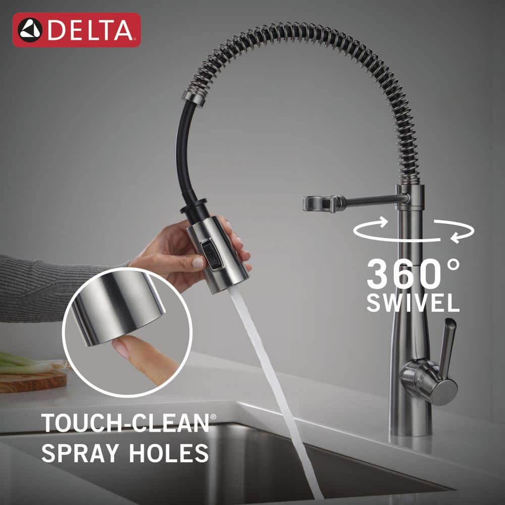 Arctic Stainless Steel Single-Handle Pull-Down Spring Kitchen Faucet