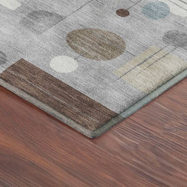 Mayfield Premium Machine Washable Abstract AMF2393 Silver 2 ft. x 7 ft. Runner Rug