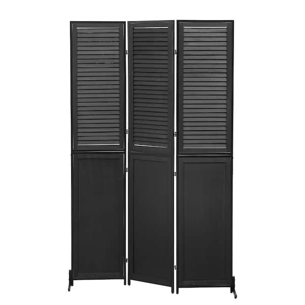 Miscool Avex 70.27 in. Metal Wood Garden Fence 3 Panel Folding Screen