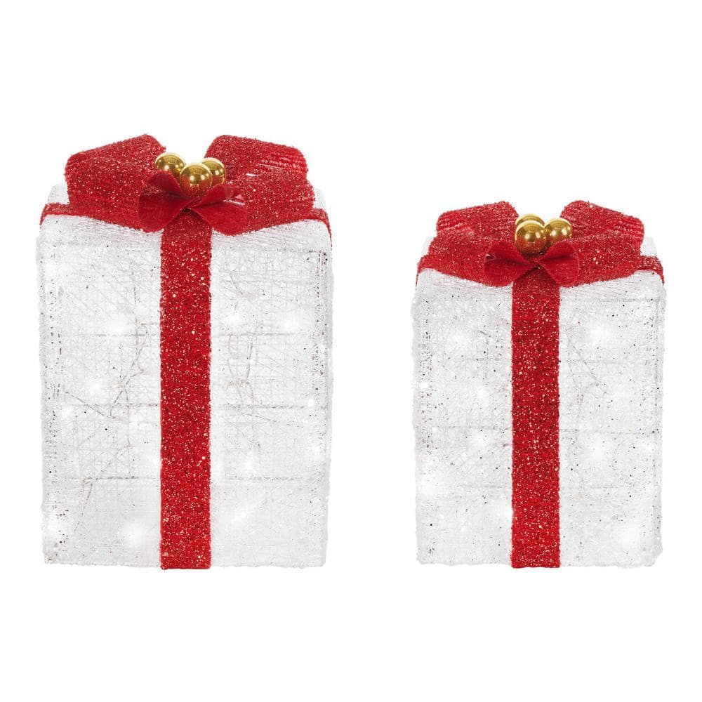 RED GIFT BOX With Grey Ribbon Set of Two 7 and 6