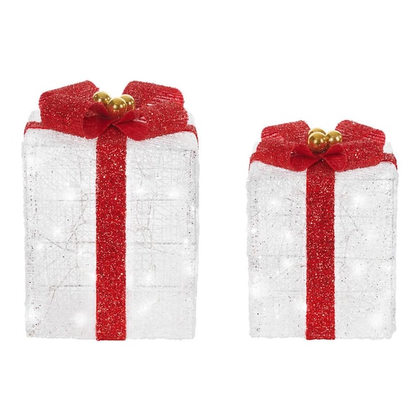 Home Accents Holiday 2-Piece Twinkling LED Gift. Boxes Holiday ...