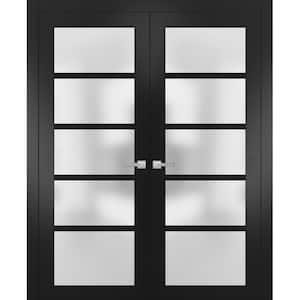 4002 48 in. x 80 in. Single Panel Black Finished Pine Interior Door Slab with Hardware