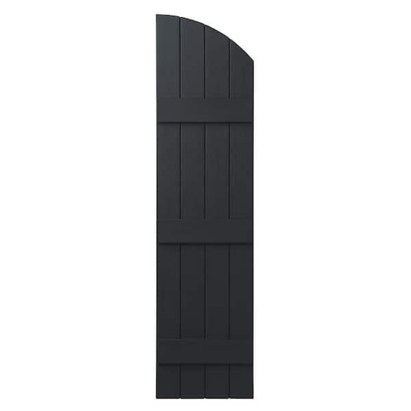 Ply Gem 14 in. x 61 in. Polypropylene Closed 4-Board Arch Top Board and Batten Shutter Pair in Blackwatch Green