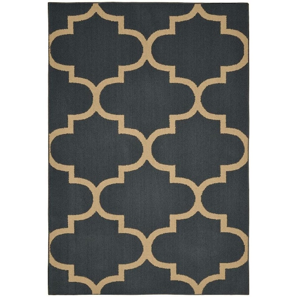 Garland Rug Large Quatrefoil Cinder/Tan 5 ft. x 7 ft. Area Rug