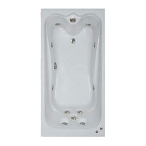Premier 60 in. Acrylic Reversible Drain Rectangular Alcove Whirlpool Bath Bathtub in Biscuit