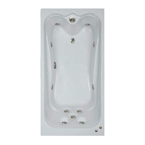 Comfortflo Premier 60 in. Acrylic Reversible Drain Rectangular Alcove Whirlpool Bath Bathtub in Biscuit
