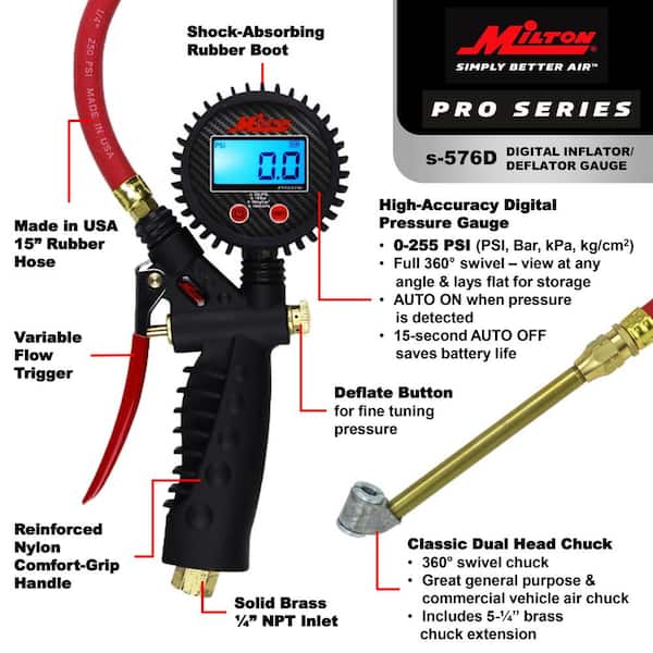 Digital Tire Inflator Dual Head Air Chuck Tire Pressure Gauge for Car
