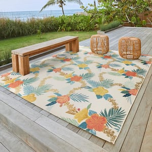 Fresco Laka Multi-Colored 8 ft. x 10 ft. Floral Indoor/Outdoor Area Rug