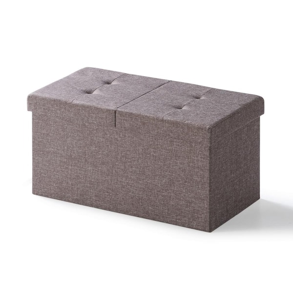 best price mattress 30 in. Brown Smart Lift Top Button Tufted Fabric Collapsible Storage Ottoman